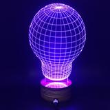 创意灯泡造型七彩变色3D视觉灯木质底座led灯遥控控制变色台灯