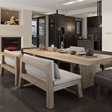 北欧复古实木餐桌椅组合6人原木咖啡桌书桌会议桌家庭会客餐桌椅