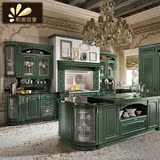 积美思享 别墅实木整体橱柜定做复古欧式派原木厨柜定制橱柜设计
