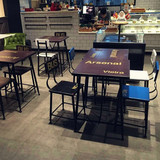 美式复古铁艺实木咖啡厅桌椅组合西餐厅奶茶店酒吧休闲吧靠背餐椅