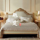 欧式双人床法式美式雕花床新古典实木定制真皮软靠床1米8婚床