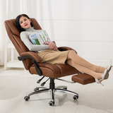 真皮老板椅可躺电脑椅家用带搁脚转椅大班椅按摩休闲办公椅子座椅