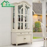 欧式双门酒柜 实木法式奢华白色玻璃酒柜现代客厅装饰柜子储物柜