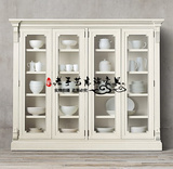 美式实木雕花书柜时尚创意储物柜地中海橡木装饰柜可定制