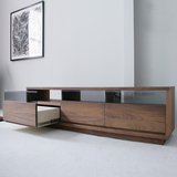 日式白橡木电视柜实木客厅家具简约现代北欧黑胡桃木储物柜可定制