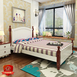 欧式简约现代全白色实木床1.5米1.8双人床美式简易单人公主儿童床