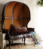 美式乡村复古实木双人沙发法式太空椅客厅公主椅鸟笼椅休闲蛋壳椅