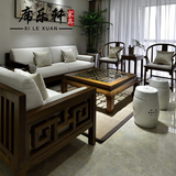 现代实木沙发组合新中式小户型客厅三人布艺沙发酒店仿古禅意家具