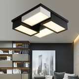 格子led吸顶灯 简约现代黑白创意正方形客厅灯遥控卧室灯餐厅灯具