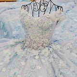 2016新韩版婚纱礼服一字肩显瘦蕾丝花朵新娘齐地拖尾婚纱xj65321