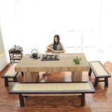 藤编实木茶桌椅组合茶台茶艺桌功夫茶桌中式创意家具阳台小桌子