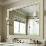 实木浴室镜欧美式高档化妆镜卫生间洗手间防水壁挂梳妆台镜子定制