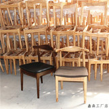北欧实木牛角椅复古咖啡厅西餐厅酒店桌椅组合家用靠背快餐桌椅子