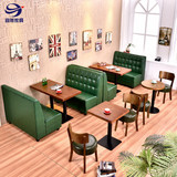 复古西餐厅卡座沙发奶茶店甜品店快餐主题餐厅咖啡厅实木桌椅组合
