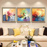 手绘抽象油画现代客厅装饰画沙发后墙挂画壁画酒店有框画三联画49