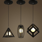 现代创意简约客厅几何铁艺吊灯北欧工业个性餐厅三头灯具卧室灯饰