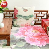 中式家居布艺 罗汉床定制三人木沙发坐垫扶手枕靠垫成套布艺装饰
