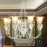 现代中式吊灯8头田园宜家艺术餐厅客厅卧室书房雕花创意简约树脂