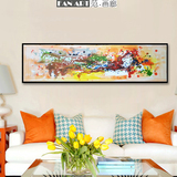 手绘油画抽象画客厅沙发背景现代装饰画横幅长卧室酒店床头画带框