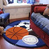 卡通儿童圆形宜家地毯客卧室床边男孩房地毯书房棒球手工地毯定制