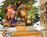儿童房 童话世界 熊出没 光头强 卡通3D立体视觉 大型墙纸壁画