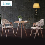 创意北欧宜家 简约现代实木餐桌餐椅组合日式圆形小茶几 特价定制