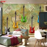怀旧复古个性3D墙挂电吉他大型壁画壁纸餐厅酒吧KTV沙发背景墙纸