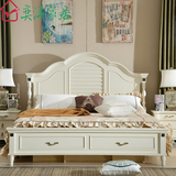 美式乡村床双人床实木床储物高箱床欧式白色大床1.5 1.8米婚床