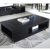 简约现代 钢化玻璃茶几电视柜组合 中式黑色橡木小户型客厅茶桌