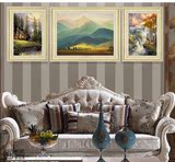巨人山装饰画欧式客厅沙发挂画现代简约横幅三联墙壁画组合卧室画
