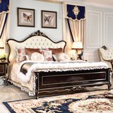 欧式床双人床现代实木床简约真皮雕刻床别墅2米大床新古典公主床