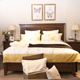 美式乡村实木床进口橡木卧室婚床简约现代1.5/1.8米双人床家具