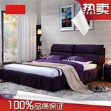 布艺床北欧现代可拆洗1.8米2米双人床小户型布床卧室婚床软床