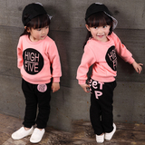 女童春装2016新款韩版女宝宝儿童卫衣裤子春秋休闲运动套装两件套