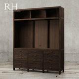 RH 美式简约电视柜 实木组合柜 法式复古乡村高柜 简约 展示柜