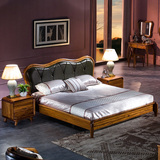 乌金木床实木床1.8米成人中式双人床箱体储物皮靠背床