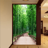 3d立体风景玄关大型壁画竹林小桥古道墙纸走廊过道客厅墙壁纸壁布