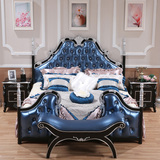 欧式床橡木雕花实木双人床真皮面床1.8米公主婚床1.5米双人床现货