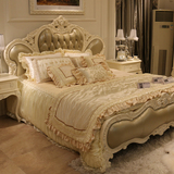 欧式床双人床白色卧室真皮床田园1.8米公主床实木雕花床奢华婚床