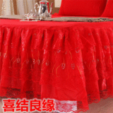 特价夏天席梦思单件床罩结婚庆大红色蕾丝床裙床笠床单1.5m 1.8米