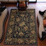 黑色时尚奢华纯羊毛卧室地毯手工剪花长方形客厅沙发茶几地毯定制