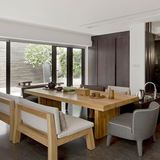 美式实木餐桌休闲客厅茶桌椅组合现代简约长条办公室茶几桌会议桌