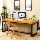 美式实木餐桌会议桌工业风格简约办公桌电脑桌书桌工作台铁艺桌子