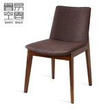 北欧实木餐椅水曲柳 现代简约时尚布艺创意休闲设计椅子宜家椅子
