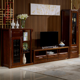 黑胡桃木电视全实木电视柜 高低厅柜组合电视柜现代简约客厅家具