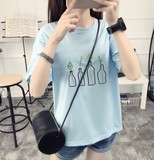 T恤女短袖宽松显瘦韩国2016夏学生18-24周岁短款中袖体恤少女上衣