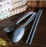 韩国小麦环保餐具三件套 便携餐具三件套 学生餐具 筷勺组合