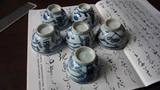 清代晚期光绪青花缠枝莲喜字杯6只 陶瓷杯子茶杯茶盏茶碗特价包邮