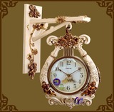 复古双面钟丽盛欧式静音挂钟个性简约时尚壁钟包邮现代创意钟表