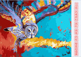 独家升级3.0新版数字油画动物 抽象猫头鹰40*50 50*65 60*75cm
